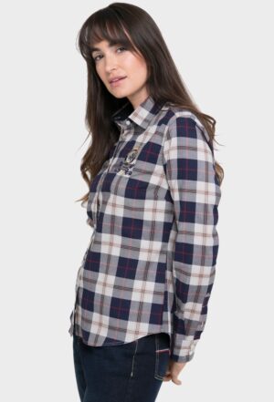 P23M-5563-AZM CAMISA MUJER CLÁSICA TARTÁN AZUL MARINO