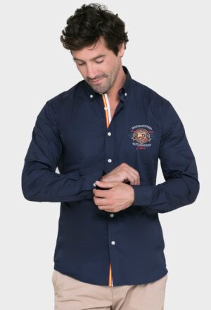 P23H-5450-AZM CAMISA ESPAÑA BORDADA COLOR AZUL MARINO