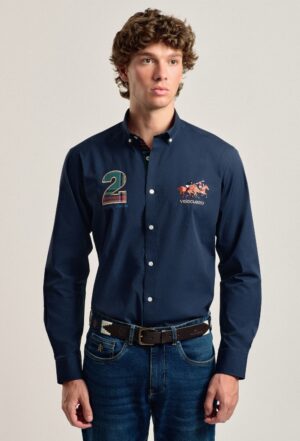 P24H-6006-AZM HOMBRE CAMISA CABALLOS