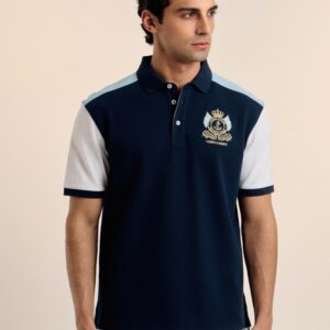 P25H-6173-AZM POLO VALECUATRO TRICOLOR AZUL MARINO