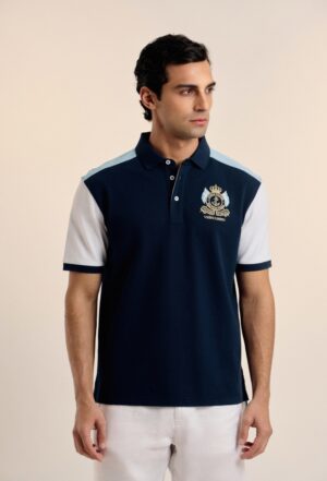 P25H-6173-AZM POLO VALECUATRO TRICOLOR AZUL MARINO