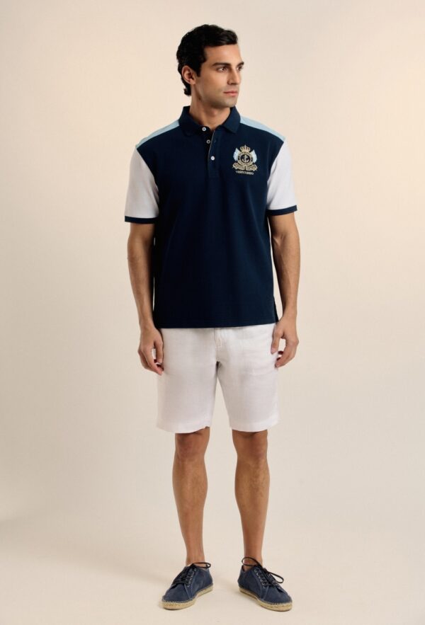 P25H-6173-AZM POLO VALECUATRO TRICOLOR AZUL MARINO - Imagen 3