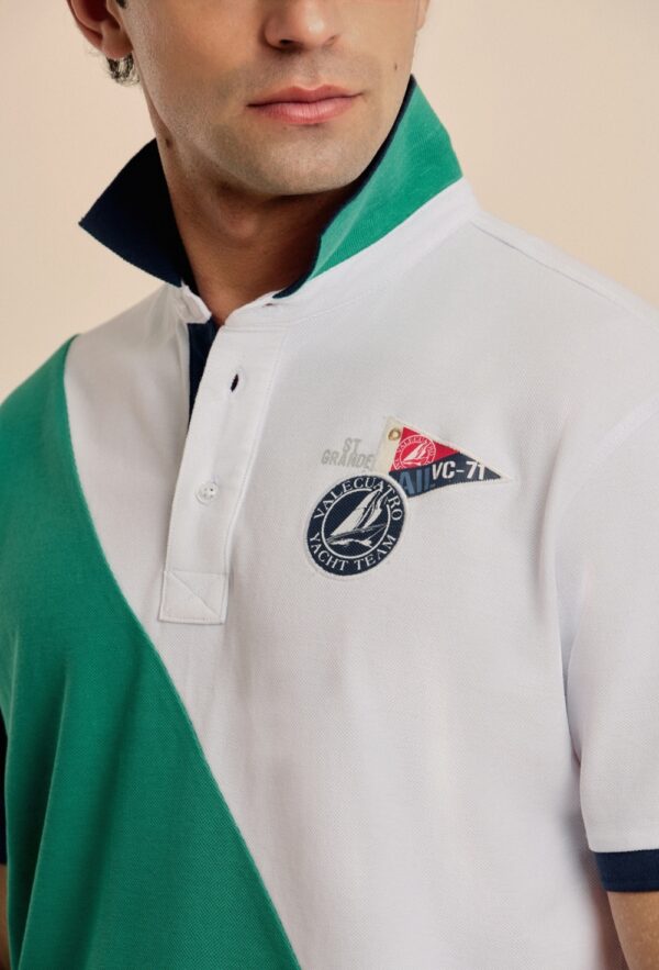 P25H-6176-VD POLO VALECUATRO TRICOLOR VERDE - Imagen 5