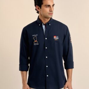 P25H-6156-AZM CAMISA AZUL MARINO ESCUDOS ESPAÑA