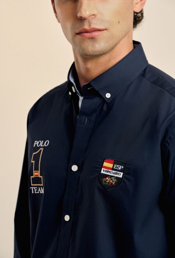 P25H-6156-AZM CAMISA AZUL MARINO ESCUDOS ESPAÑA - Imagen 3