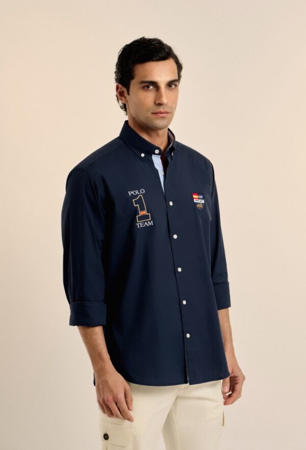 P25H-6156-AZM CAMISA AZUL MARINO ESCUDOS ESPAÑA - Imagen 2