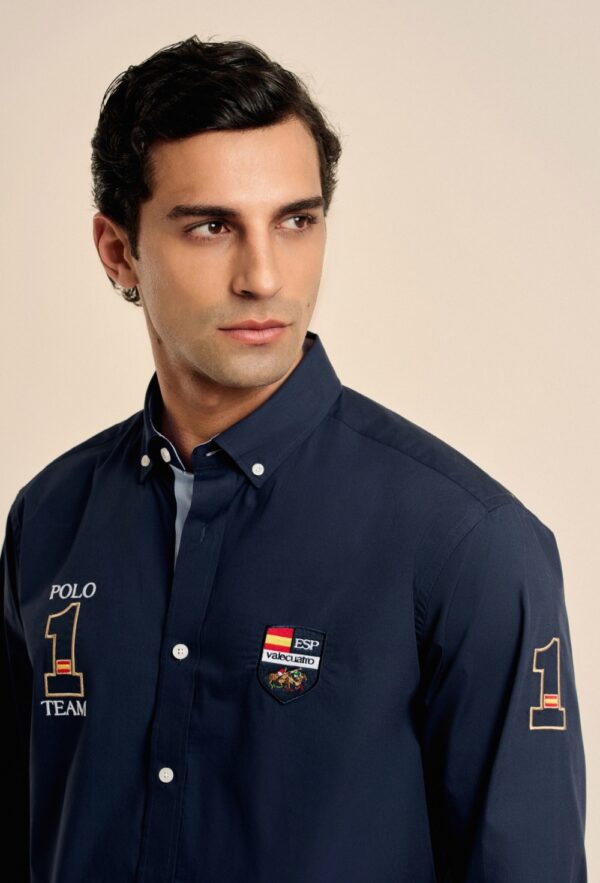 P25H-6156-AZM CAMISA AZUL MARINO ESCUDOS ESPAÑA - Imagen 4