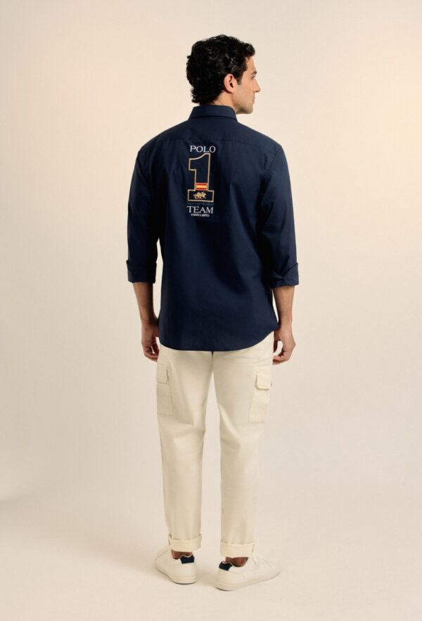 P25H-6156-AZM CAMISA AZUL MARINO ESCUDOS ESPAÑA - Imagen 5