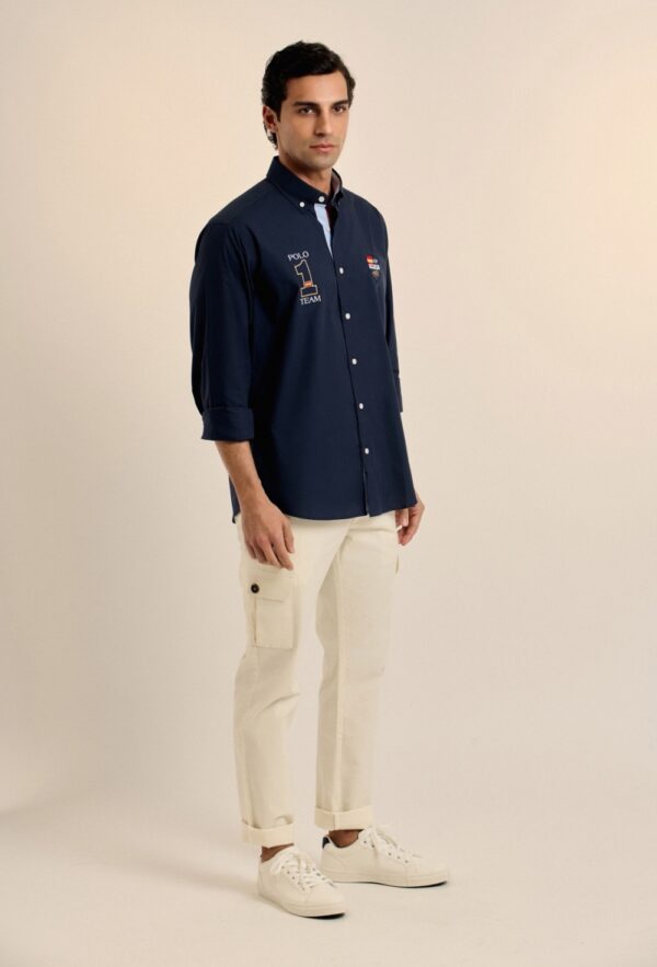 P25H-6156-AZM CAMISA AZUL MARINO ESCUDOS ESPAÑA - Imagen 6