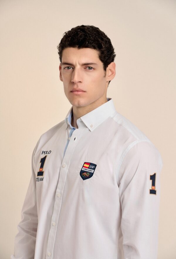 P25H-6155-BL CAMISA BLANCA ESCUDOS ESPAÑA - Imagen 3