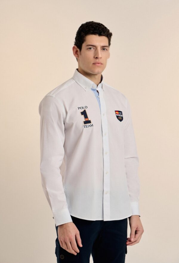 P25H-6155-BL CAMISA BLANCA ESCUDOS ESPAÑA - Imagen 2