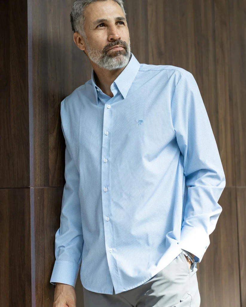 53721 Camisa Performance Antiarrugas Cuadros Textura - Imagen 7