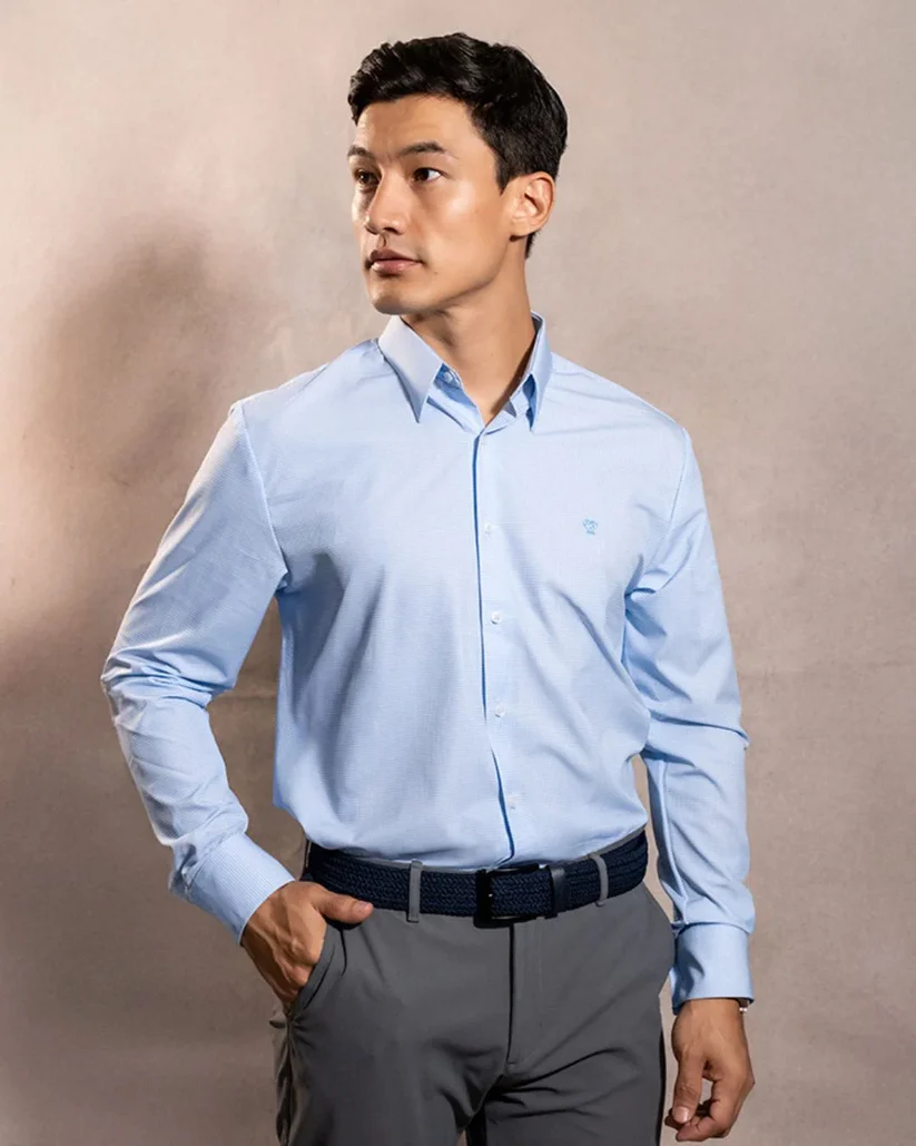 53721 Camisa Performance Antiarrugas Cuadros Textura