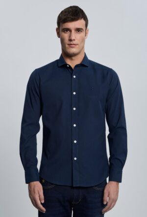 P25H-6344-AZM Camisa Oxford azul marino cuello italiano