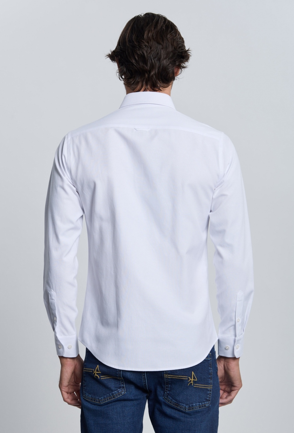 P25H-6345-BL Camisa Oxford blanco cuello italiano - Imagen 3