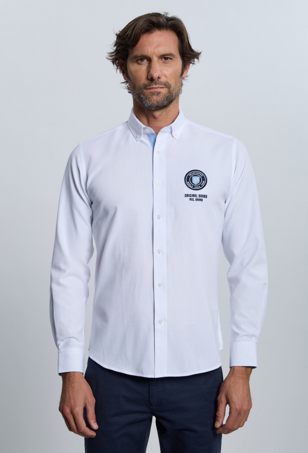P25H-6349-BL Camisa bordada Valecuatro blanca