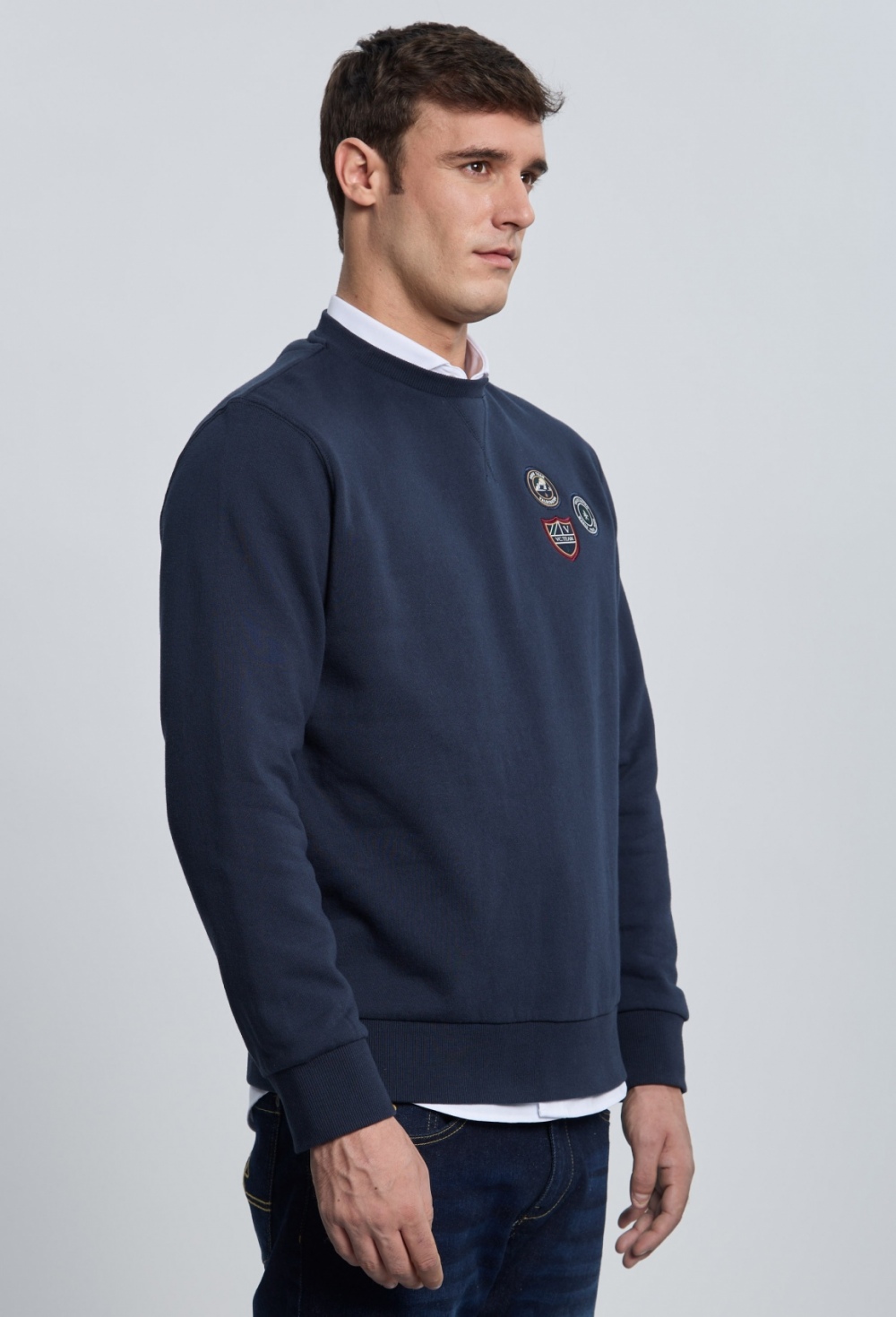 P25H-6393-AZM Sudadera 3 escudos azul marino - Imagen 4