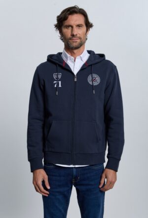P25H-6395-AZM Sudadera cremallera escudos azul marino