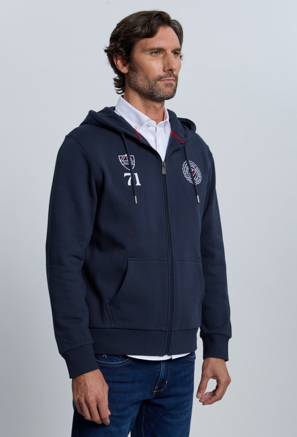 P25H-6395-AZM Sudadera cremallera escudos azul marino - Imagen 3