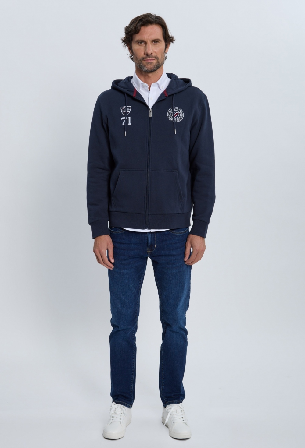 P25H-6395-AZM Sudadera cremallera escudos azul marino - Imagen 2