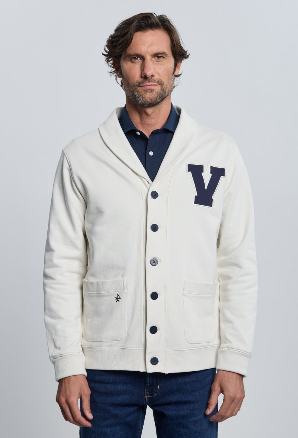 P25H-6399-BR Sudadera smoking blanco roto