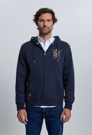 P25H-6403-AZM Sudadera cremallera escudo azul marino