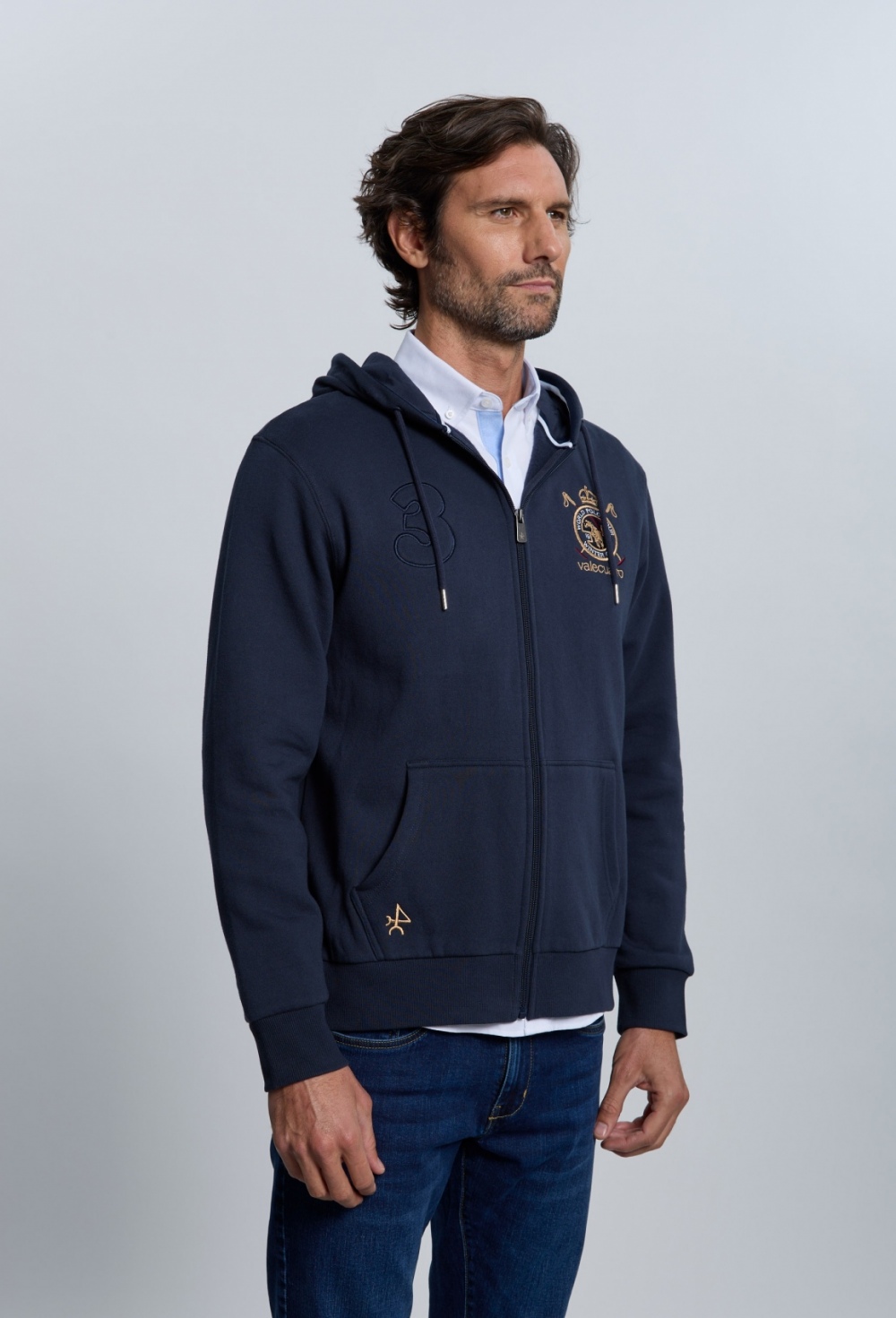 P25H-6403-AZM Sudadera cremallera escudo azul marino - Imagen 2
