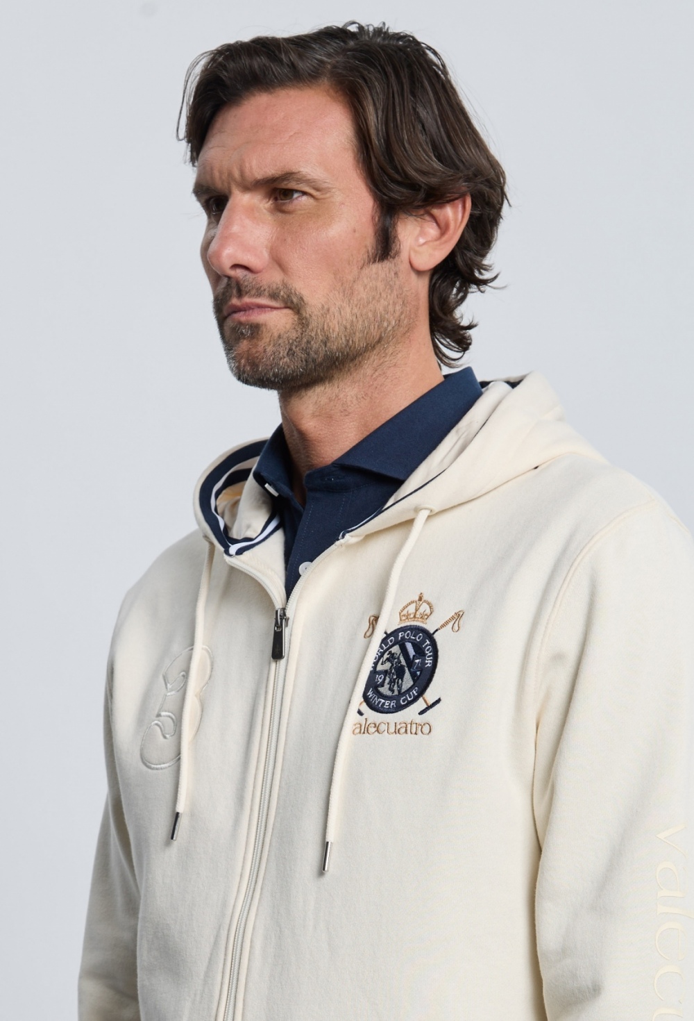 P25H-6405-BR Sudadera cremallera escudo blanco - Imagen 5