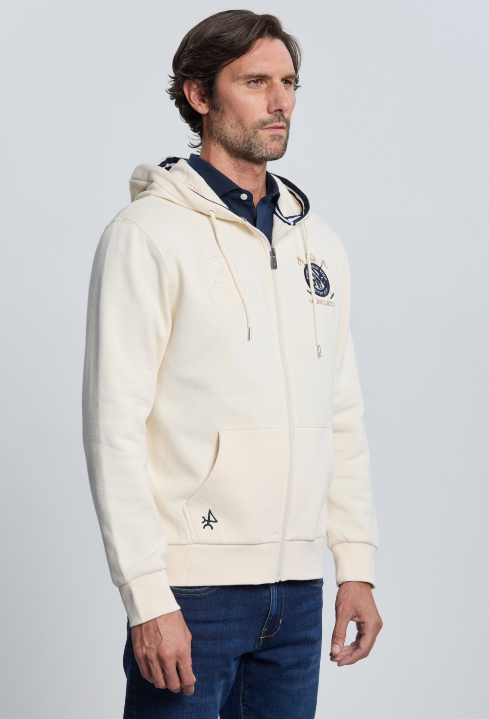 P25H-6405-BR Sudadera cremallera escudo blanco - Imagen 2