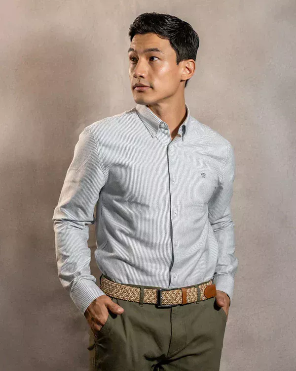 724570011 Camisa Antimanchas Oxford Rayas Dark Grey Cornell - Regular Fit