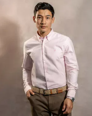 724560011 Camisa Antimanchas Oxford Rayas Light Pink Columbia - Regular Fit