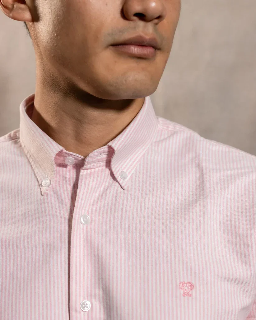 724560011 Camisa Antimanchas Oxford Rayas Light Pink Columbia - Regular Fit