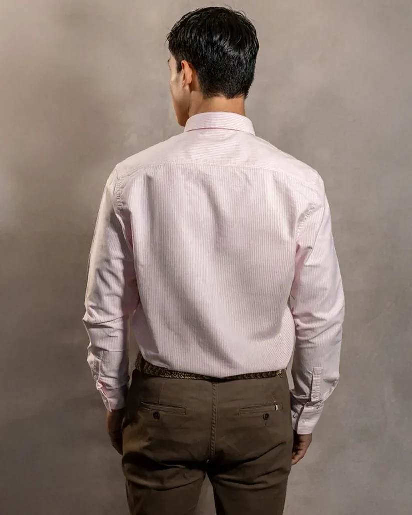 724560011 Camisa Antimanchas Oxford Rayas Light Pink Columbia - Regular Fit