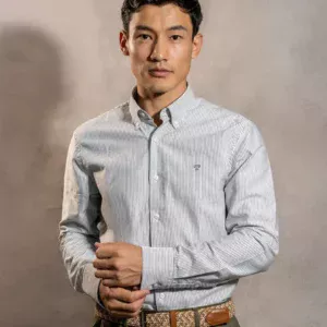 724570011 Camisa Antimanchas Oxford Rayas Dark Grey Cornell - Regular Fit