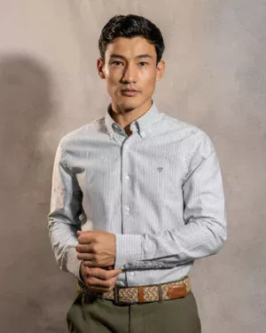724570011 Camisa Antimanchas Oxford Rayas Dark Grey Cornell - Regular Fit